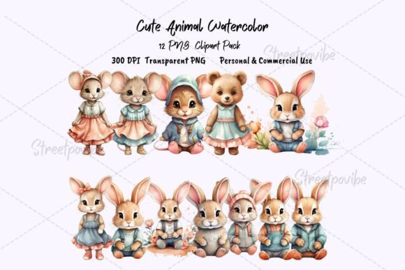 Adorable Designs: Unlocking the Potential of Cute Chibi Animal Watercolor Clipart PNG