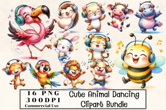 Adorable Motion: The Cute Animal Dancing Clipart Bundle