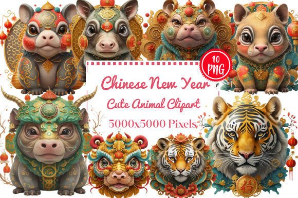 Chinese New Year Cute Animal Clipart: Creative Uses for Your Projects