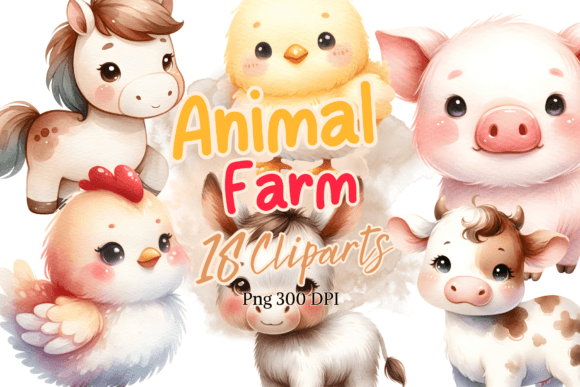 Cute Animal Farm Watercolor Clipart: Essential Design Assets
