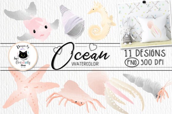 Cute Watercolor Ocean Animal Clipart: A Splash of Hand-Painted Charm