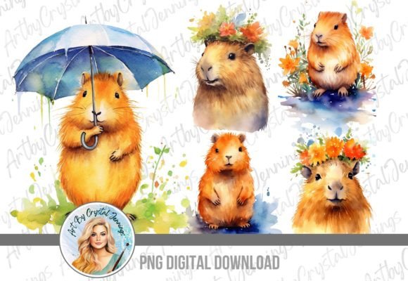 Floral Capybara Watercolor Animal PNG: Creative Uses
