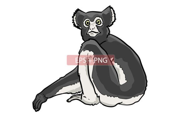 Indri Ape Animal Illustration: A Unique Design Asset
