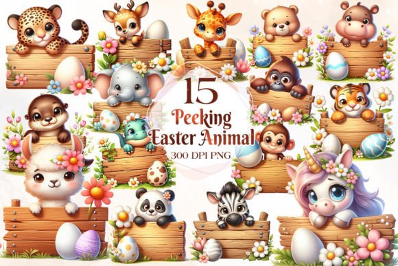Peeking Easter Animal Clipart Bundle: Whimsy for Your Designs