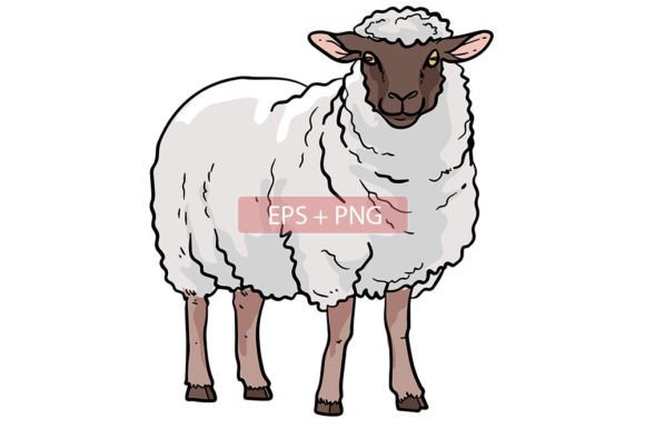 Sheep Mammals Animal Illustration: A Whimsical Asset for Modern Design