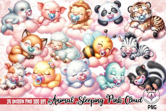 Softening Your Brand: The Appeal of Baby Animal Sleeping Pink Cloud Clipart