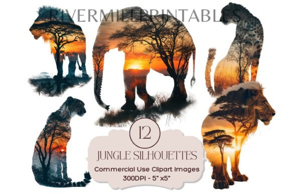 Wild Elegance: Using Jungle Animal Sunset Silhouettes in Design